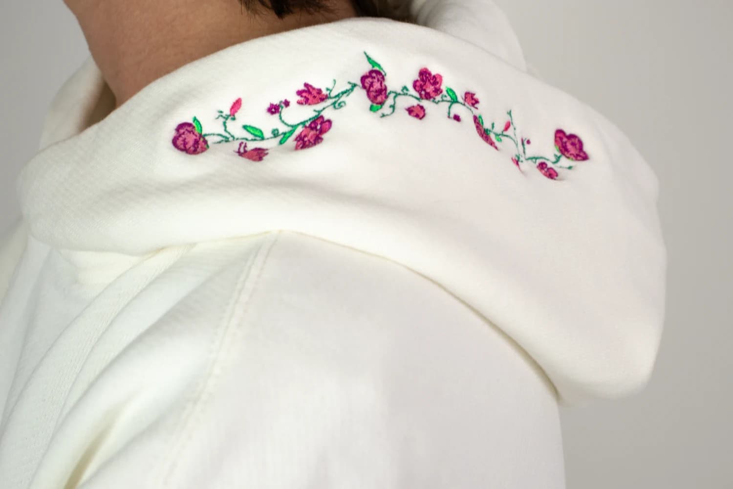 Floral embroidery close-up